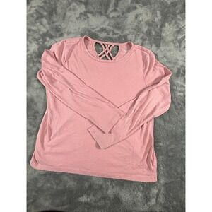 Old Navy Girls Long Sleeve Criss Cross Back T-Shirt Size L 10-12 Pink Softest T